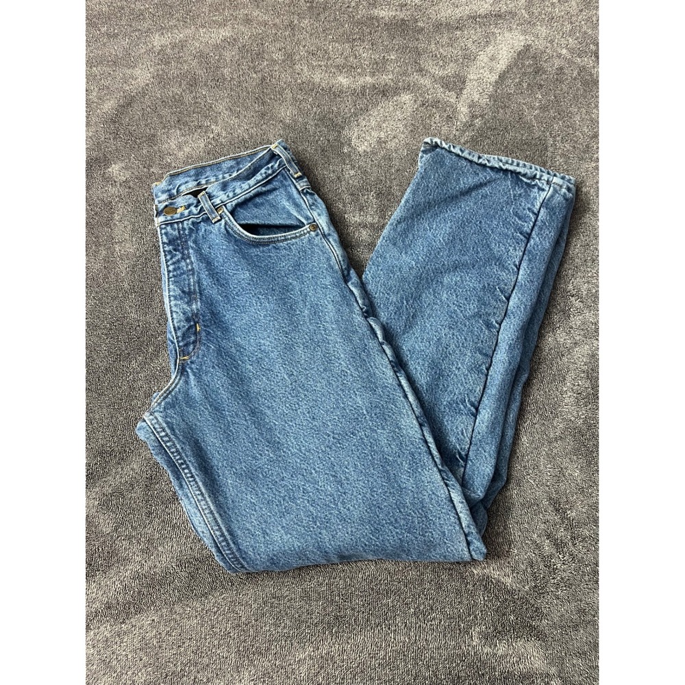 Carhartt Fleece Lined Denim Jeans Mens 31x34 Blue Made in USA Workwear